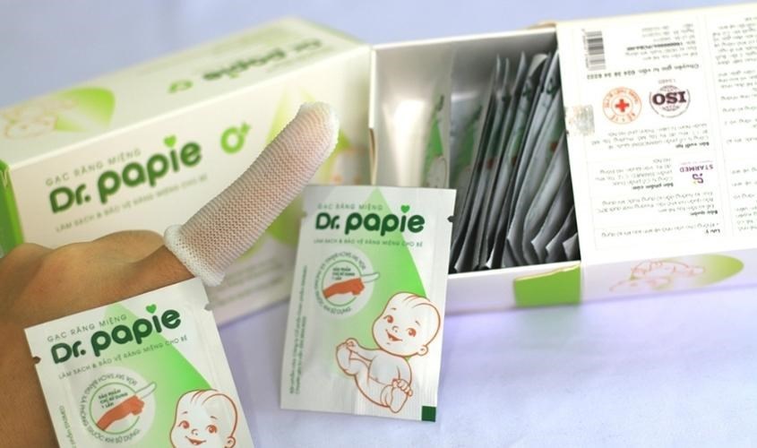 Gạc răng miệng cho bé Dr.Papie hộp 30 gói (từ 0 tháng)