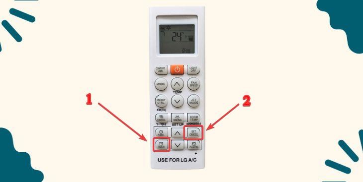 Bạn hãy nhấn nút Timer trên remote để bắt đầu thiết lập hẹn giờ máy lạnh