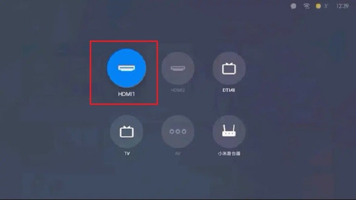 Chọn biểu tượng cổng HDMI để kết nối hộp giải mã tín hiệu với tivi Xiaomi