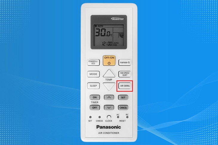 Để thay đổi hướng gió máy lạnh Panasonic, bạn nhấn nút AIR SWING trên remote