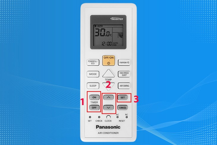 Nhan-nut-ON-hoac-OFF-tai-phan-TIMER-sau-do-nhan-nut-mui-ten-len-xuong-va-nut-SET-de-kich-hoat-chuc-nang-hen-gio-may-lanh-Panasonic