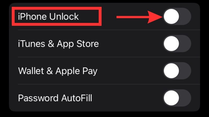 Tại phần iPhone Unlock (Mở khóa iPhone), gạt công tắc sang trái để tắt tính năng này