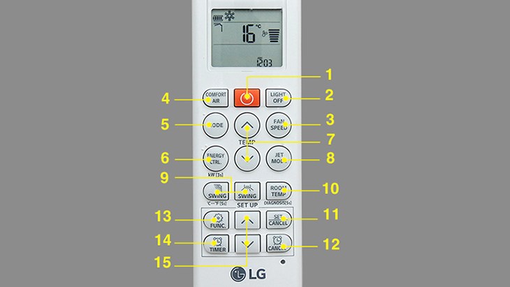 Các chức năng trên remote máy lạnh LG