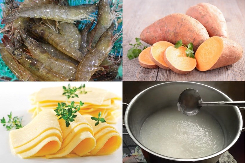 Cách nấu cháo tôm phô mai cho bé ăn dặm