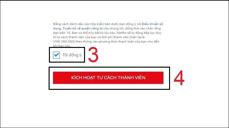 Sau khi điền thông tin thanh toán, bạn chọn 