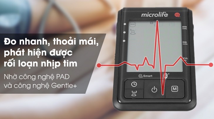 Máy đo huyết áp tự động Microlife B6 Advanced sở hữu công nghệ PAD giúp đưa ra cảnh báo khi phát hiện nhịp tim bất thường Máy đo huyết áp tự động Microlife B6 Advanced sở hữu công nghệ PAD giúp đưa ra cảnh báo khi phát hiện nhịp tim bất thường