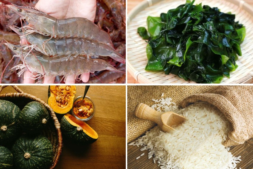 Cháo tôm rong biển bí đỏ cho bé