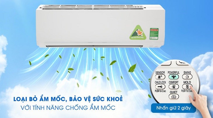 Chế độ chống nấm mốc (Mold Proof) giảm tình trạng xuất hiện nấm mốc và mùi hôi