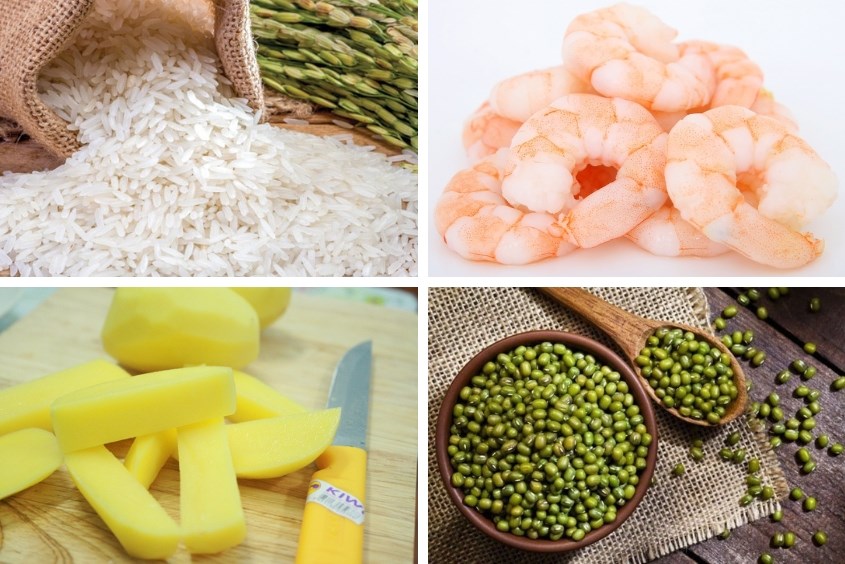 Cháo tôm khoa tây cho bé nấu với đậu xanh 