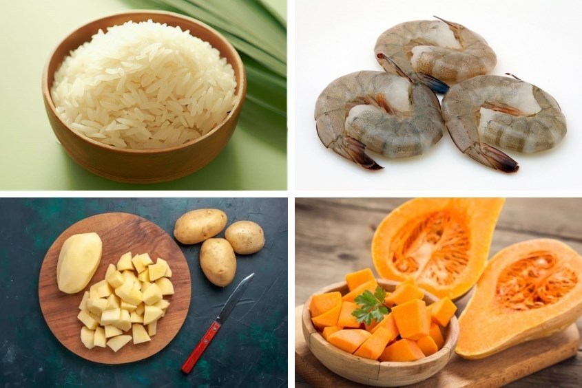 Làm cháo tôm khoai tây cho bé với bí đỏ giúp bé thêm ngon miệng