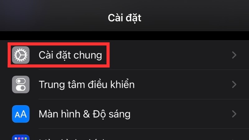 Vào Cài đặt chung trong phần Cài đặt