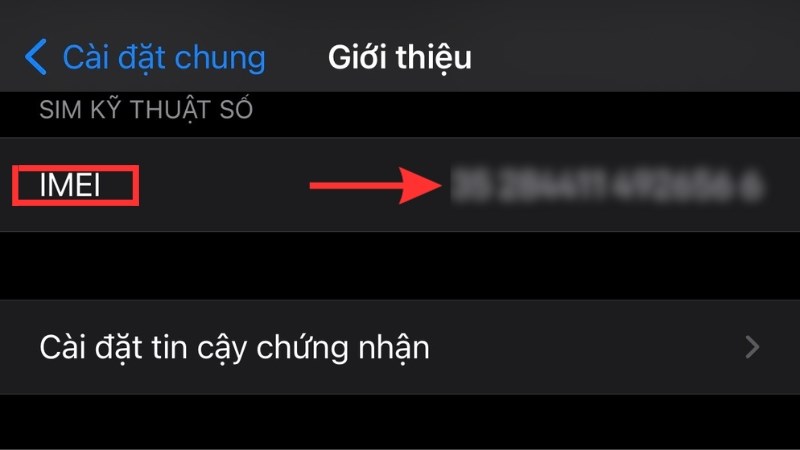 Trong phần Giới thiệu bạn sẽ tìm thấy dãy số IMEI của thiết bị
