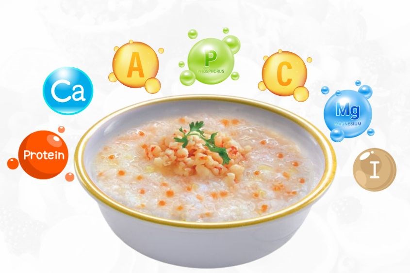 Cho bé ăn dặm cháo tôm nấu mướp bổ sung đầy đủ chất dinh dưỡng