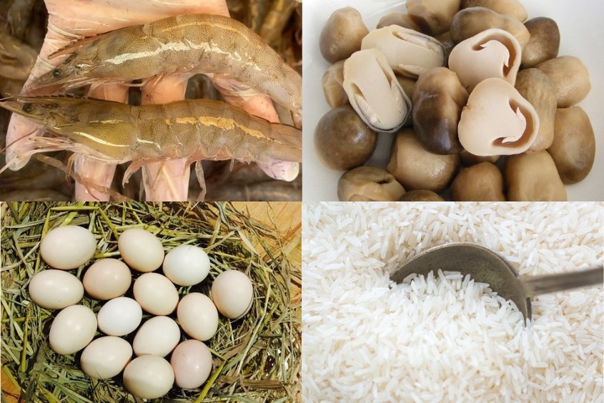 Cách nấu cháo tôm nấm rơm cho bé với trứng gà