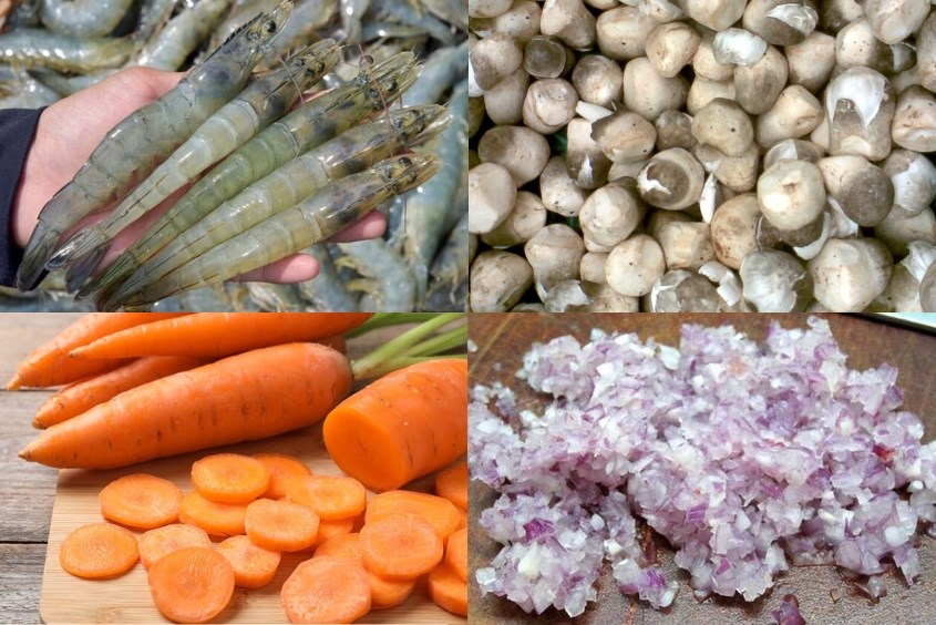 Công thức nấu cháo tôm nấm rơm cho bé