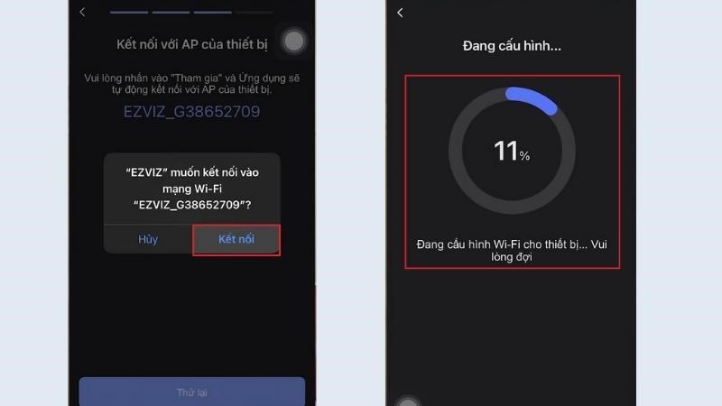 Chờ trong ít phút để camera cấu hình lại 