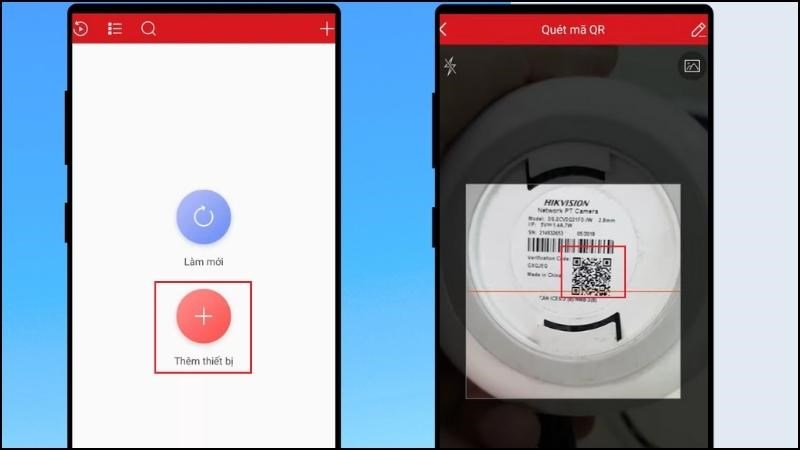 Quét mã QR để kết nối với camera