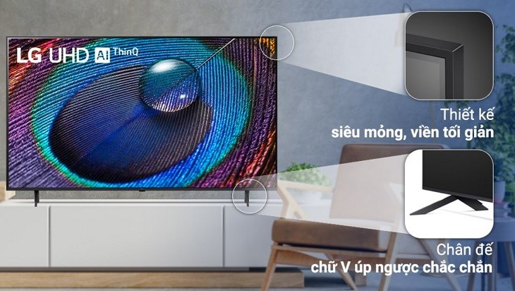 Smart Tivi LG 4K 75 inch 75UR9050PSK có kích thước màn hình 75 inch, kiểu dáng tinh tế với đường khung viền mỏng