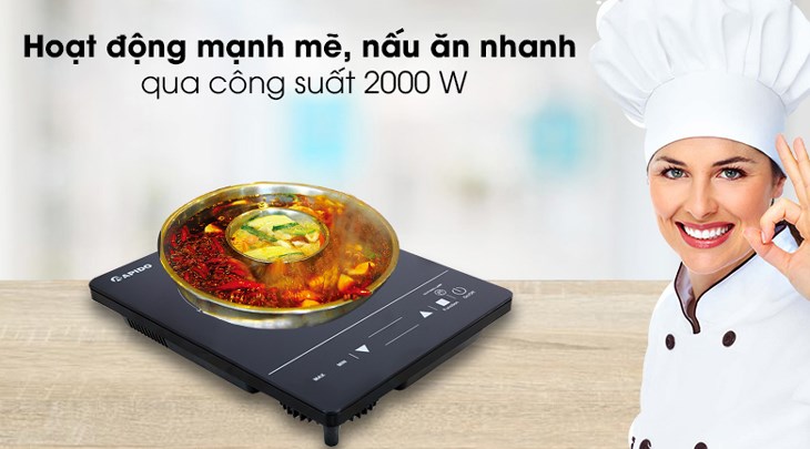 Bếp hồng ngoại Rapido RC2000ES hoạt động mạnh mẽ với công suất 2000W, giúp bạn tiết kiệm thời gian nấu ăn