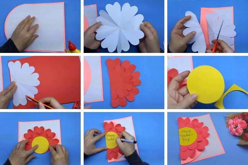 Làm thiệp 20/11 hiệu ứng hoa dập nổi 