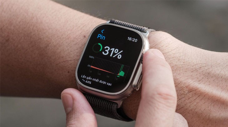 Thời lượng pin của Apple Watch Ultra 2 lên đến 72 giờ giúp bạn có thể thoải mái sử dụng 