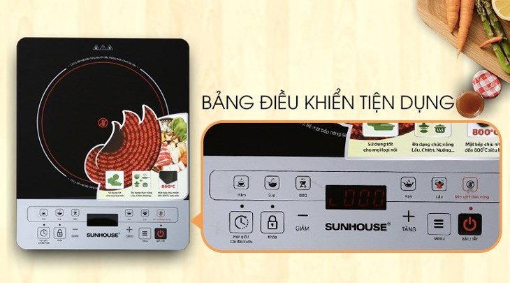 Bạn có thể thiết lập mức công suất nhỏ trên bếp hồng ngoại Sunhouse SHD 6005(EMC) qua bảng điều khiển cảm ứng hiện đại