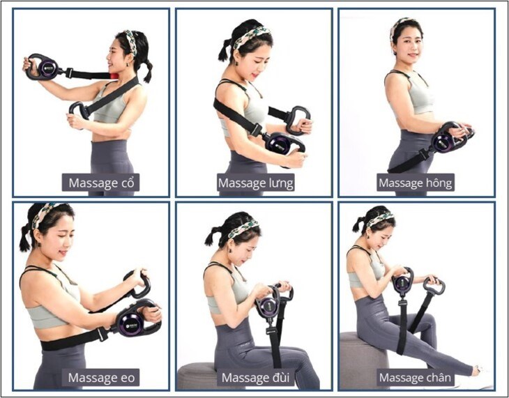 Máy massage cầm tay Kachi được cải tiến nhiều đầu massage để phù hợp với từng nhóm cơ của cơ thể