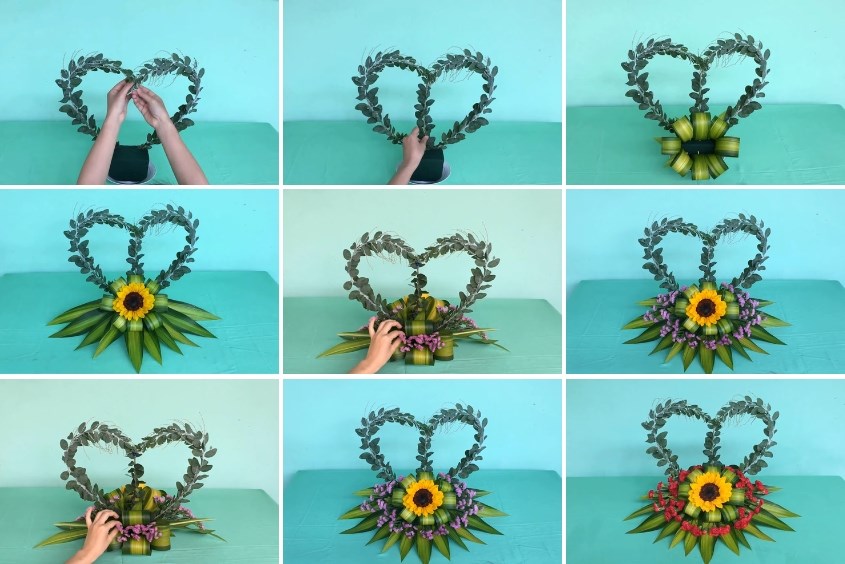 Cắm hoa hình trái tim 20/11 tặng thầy cô