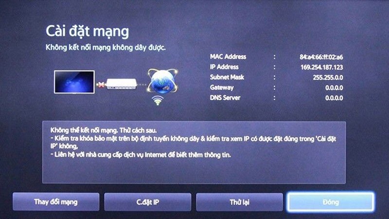 Địa chỉ IP và DNS không tương thích làm cho tivi gặp sự cố