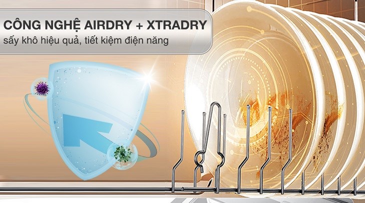 Công nghệ sấy AirDry và XtraDry tiết kiệm điện năng trên máy rửa chén độc lập Electrolux ESF5512LOX