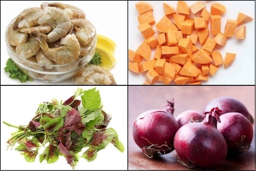 Cháo tôm khoai lang cho bé ăn dặm hấp dẫn