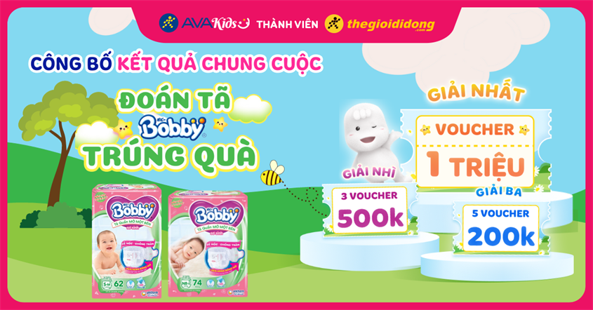 KẾT QUẢ CHUNG CUỘC MINIGAME: Đoán tã Bobby trúng quà