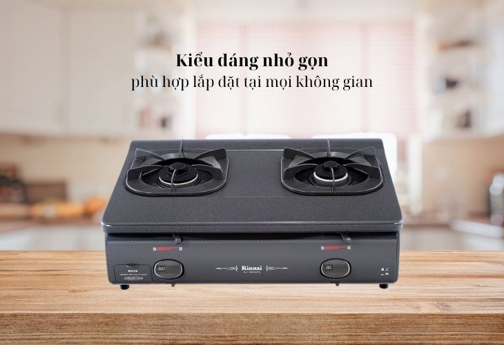 Bếp ga đôi Rinnai RJ-8600FE có thiết kế đơn giản, nhỏ gọn có thể lắp đặt mọi không gian bếp