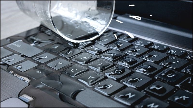 Nước đổ lên máy tính