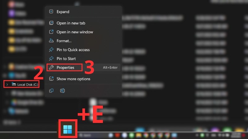 Mở File Explorer và chọn Properties