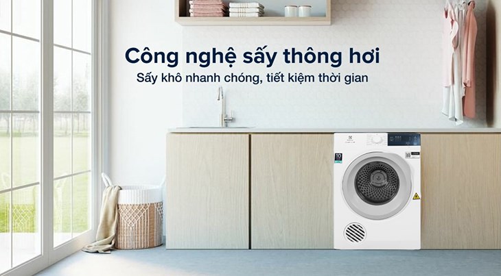 Máy sấy thông hơi Electrolux UltimateCare 8.5 kg EDV854J3WB sấy khô nhanh chóng, tiết kiệm thời gian nhờ công nghệ sấy thông hơi