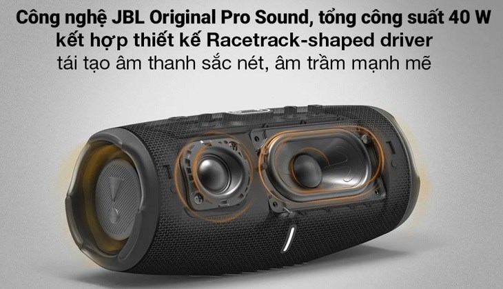 Loa JBL Charge 5 sử dụng công nghệ JBL Original Pro Sound cho chất lượng âm thanh mạnh mẽ và rõ nét