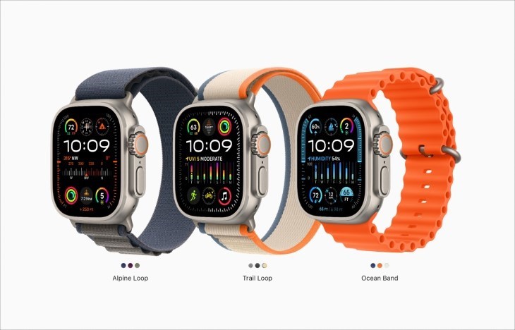 Apple Watch Ultra 2 sở hữu nhiều bảng màu khác nhau phụ thuộc vào chất liệu dây