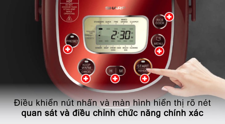 Bạn có thể cài đặt chế độ nấu tự động được tích hợp trong nồi cơm điện tử Sharp KS-TH18-RD 