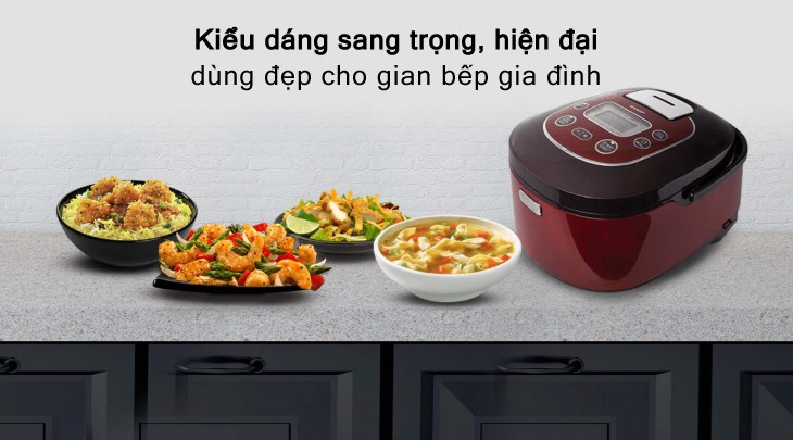 Nồi cơm điện tử Sharp KS-TH18-RD sở hữu kiểu dáng sang trọng, hiện đại, tạo điểm nhấn cho mọi không gian bếp