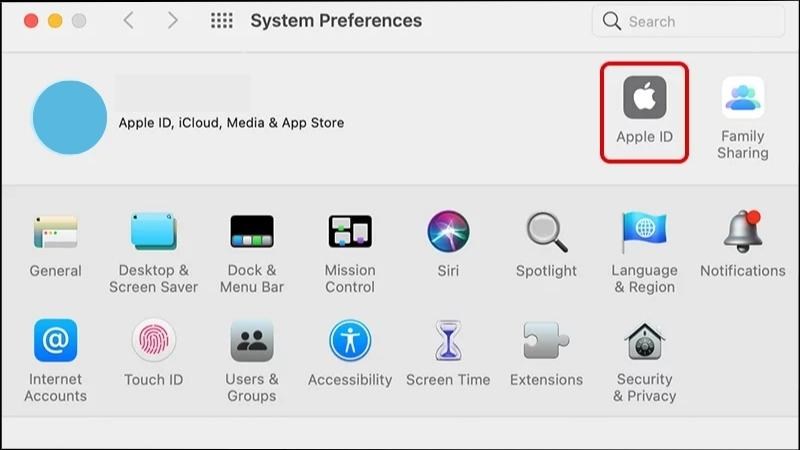 Chọn vào biểu tượng Apple ID