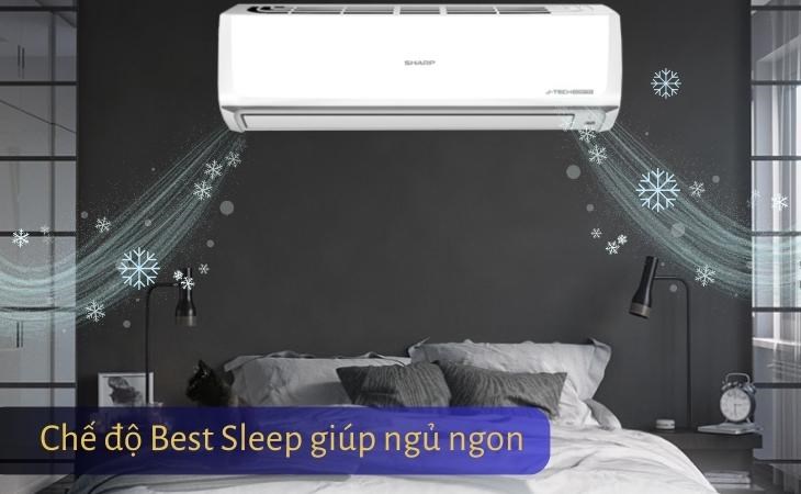 Máy lạnh Sharp được trang bị chế độ Best Sleep mang lại giấc ngủ ngon cho người dùng