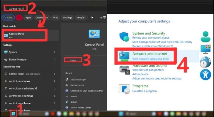 Đầu tiên là cần mở Control Panel
