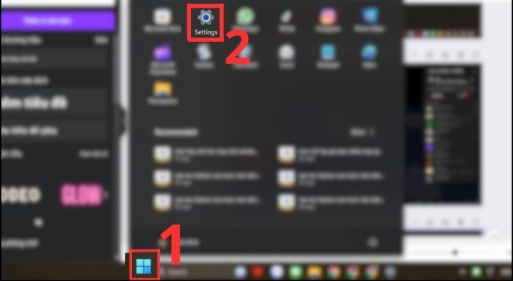 Người dùng vào Start Menu và chọn Settings