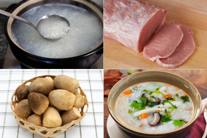 Mách mẹ cháo thịt heo cà rốt cho bé và nấm rơm đơn giản