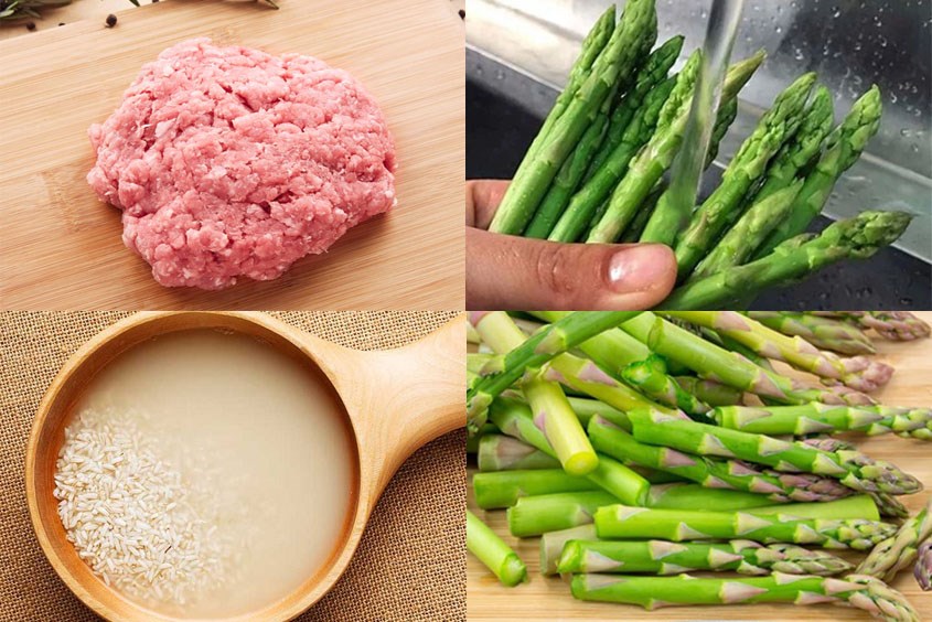 Cháo thịt heo măng tây cho bé ăn dặm