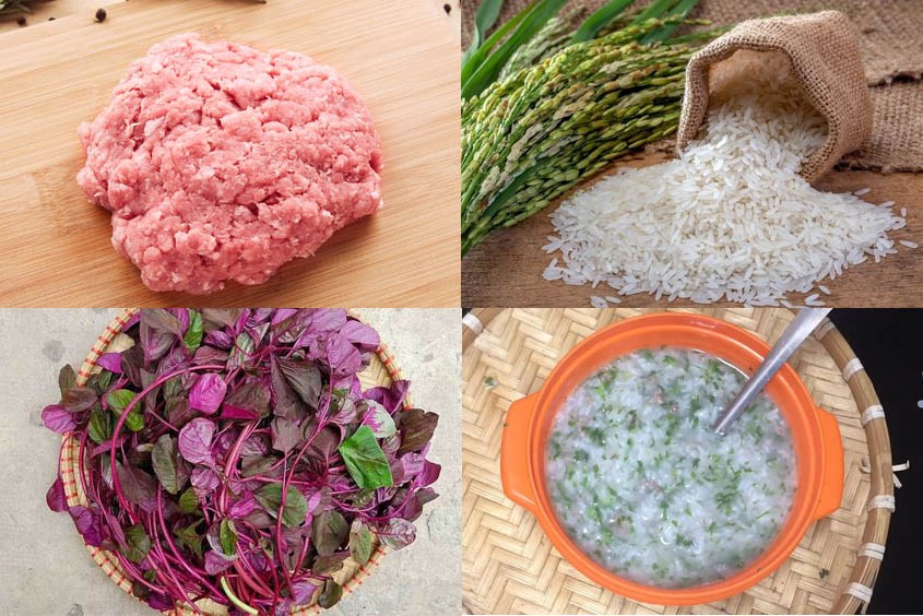 Cháo thịt heo rau dền cho bé ăn dặm