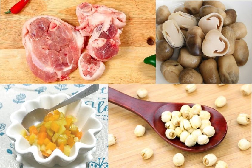 Các nguyên liệu nấu cháo thịt heo nấm rơm cho bé với rau củ