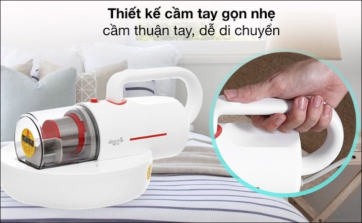 Máy hút bụi đệm giường Deerma CM1300 sở hữu thiết kế cầm tay gọn đẹp, thuận tiện khi sử dụng