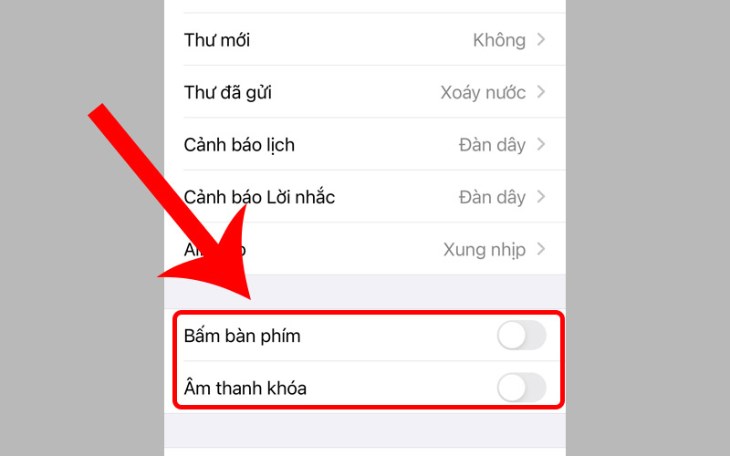 Tắt tính năng Bấm bàn phím và âm thanh khóa.